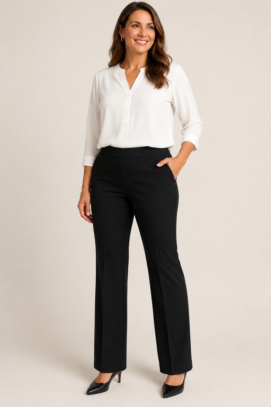 NWT Briggs Curvy Fit Perfect Fit Waistband Black Dress Pants 12 Short